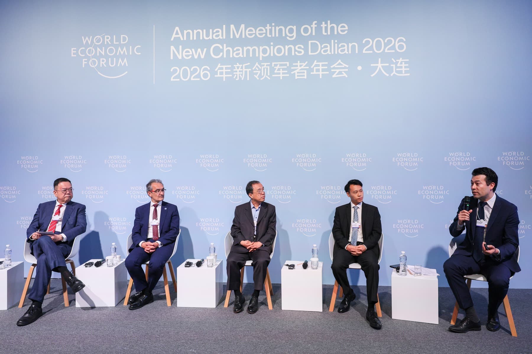 Qiqing He seated on an Adecco Group expert panel at the World Economic Forum Annual Meeting of the New Champions 2026 in Dalian